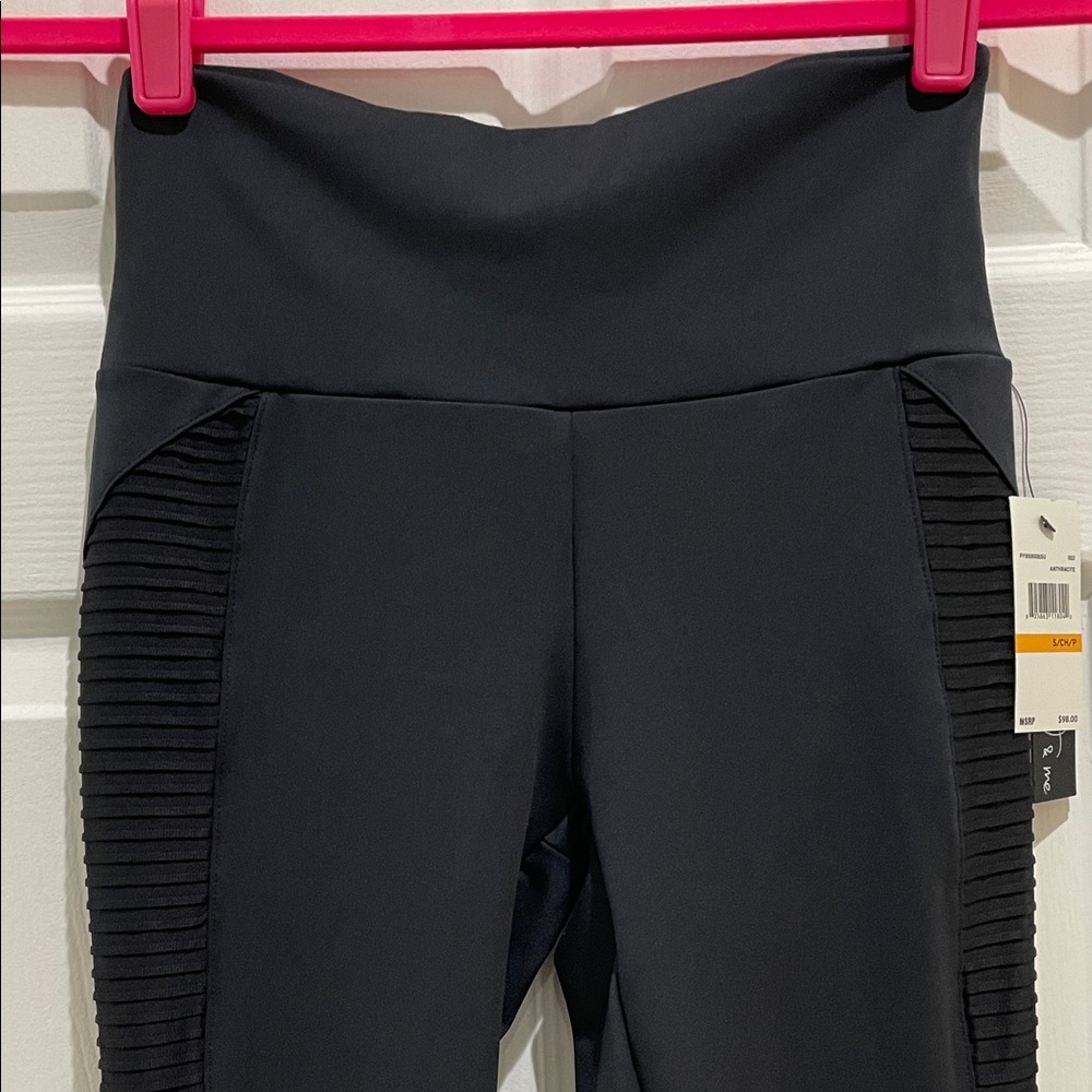 Peony & Me Black Leggings Moto Style with Texture Panel on both sides